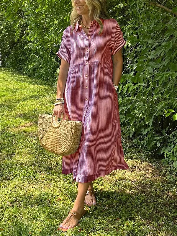 Malina | Robe chemise à rayures avec poches fonctionnelles
