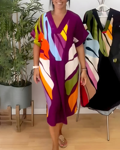 Weronika | Robe décontractée avec imprimé coloré de feuilles