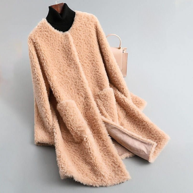 SeravaParis™ | Manteau en peau lainée Olivia Couture