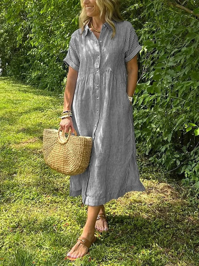 Malina | Robe chemise à rayures avec poches fonctionnelles