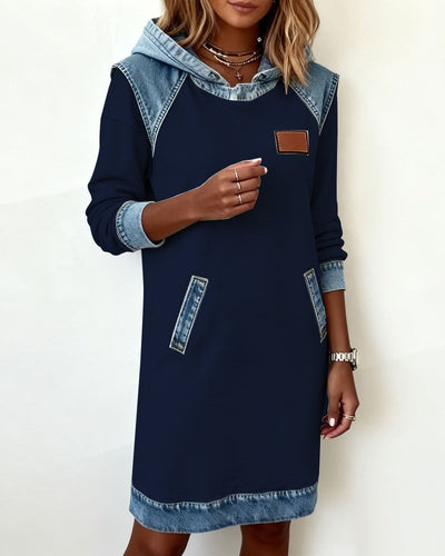 Robe à capuche avec empiècements denim