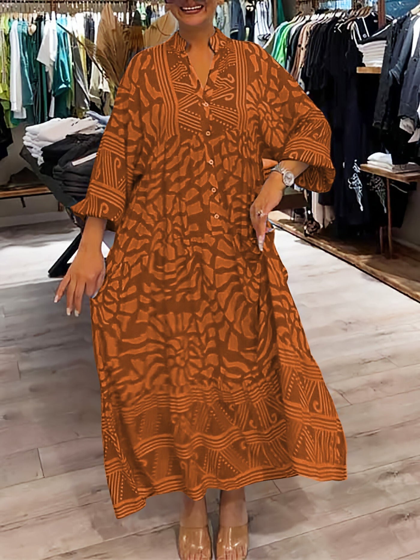 Ilona | Robe à décolleté en V et imprimé