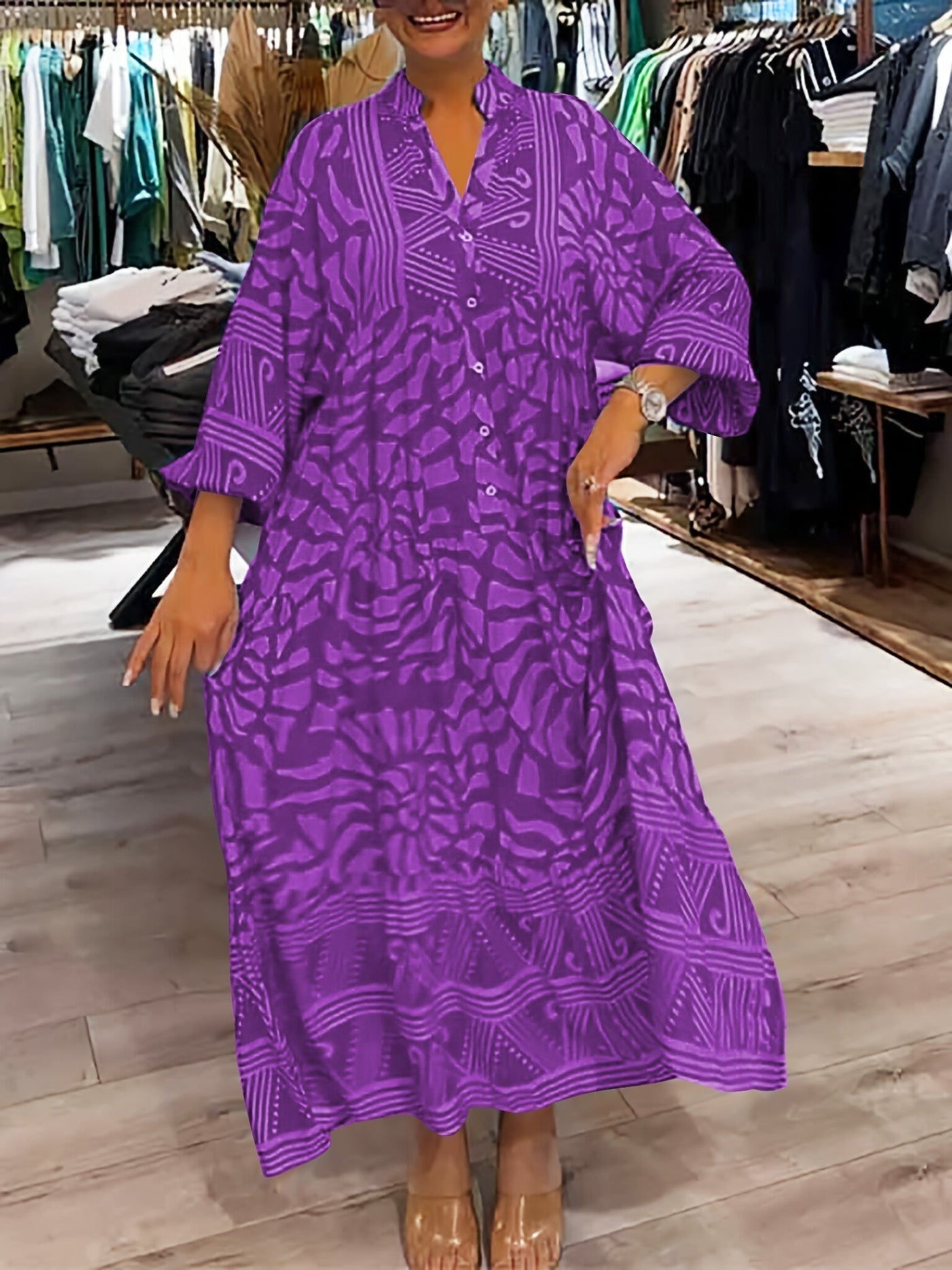 Ilona | Robe à décolleté en V et imprimé