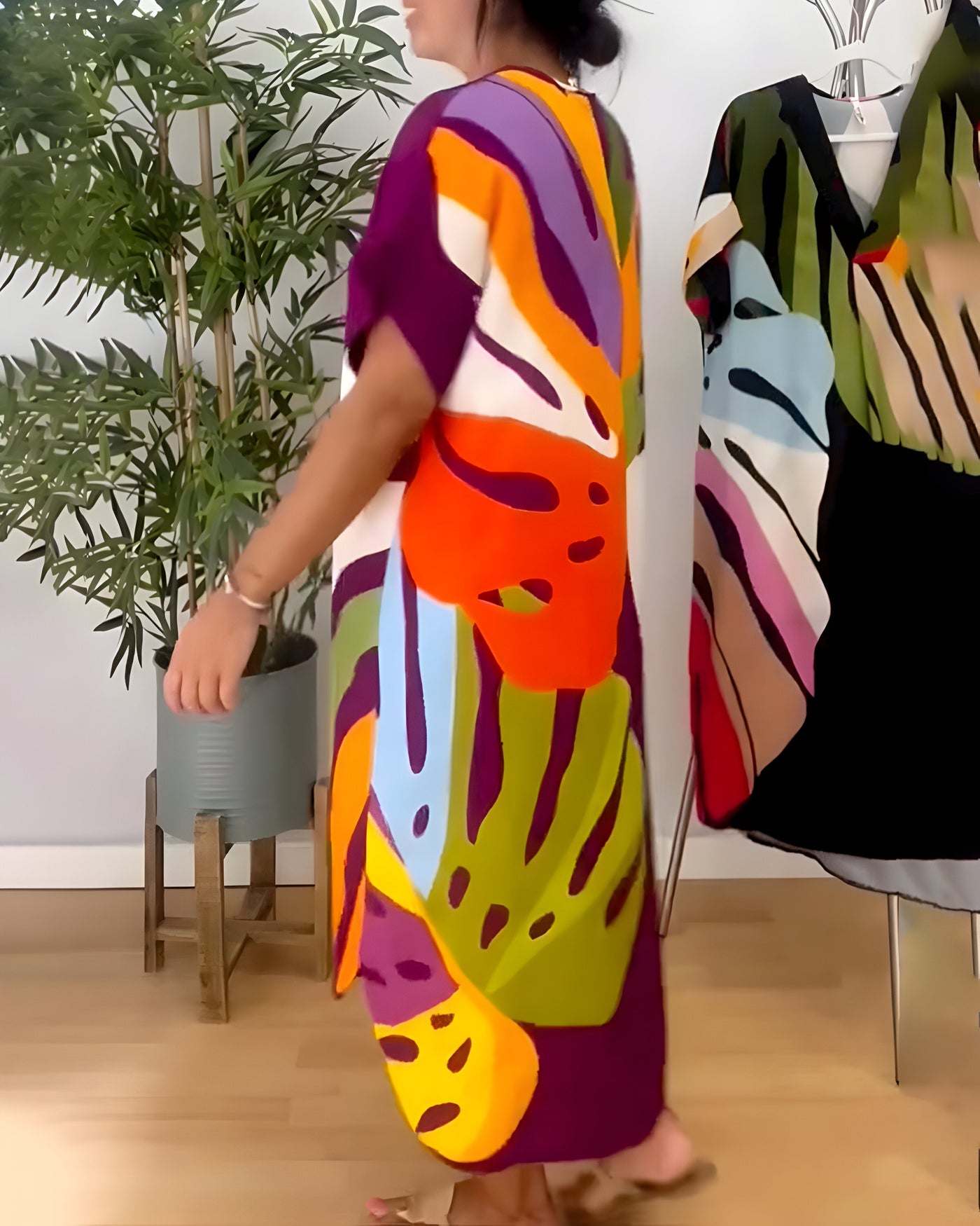 Weronika | Robe décontractée avec imprimé coloré de feuilles
