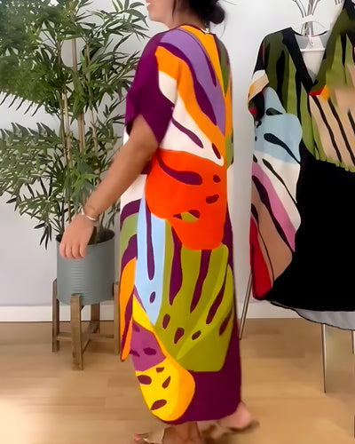 Weronika | Robe décontractée avec imprimé coloré de feuilles