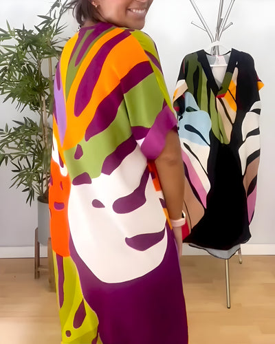Weronika | Robe décontractée avec imprimé coloré de feuilles