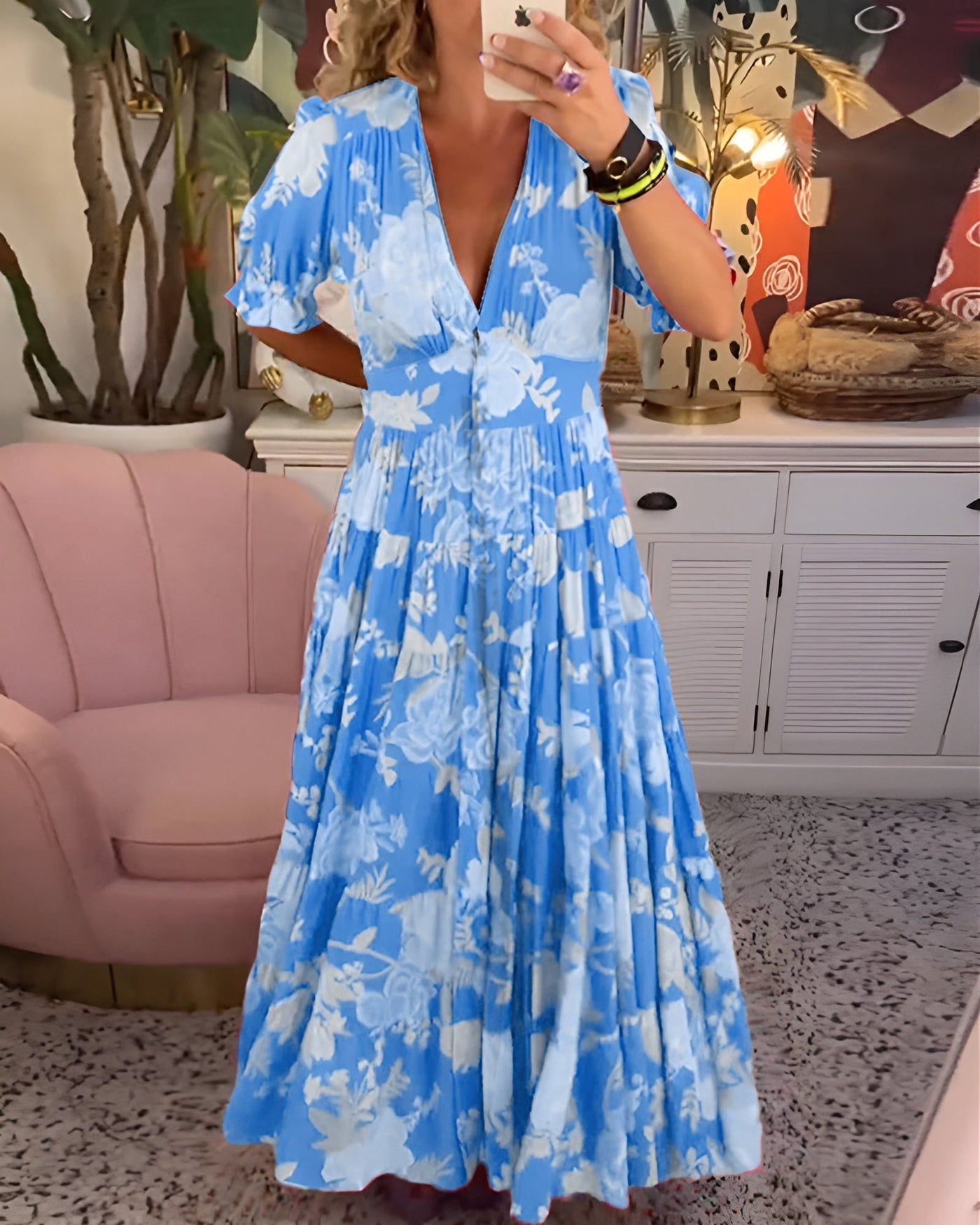 Nela | Robe maxi légère à fleurs pour les journées ensoleillées