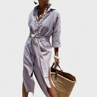 Denise | Robe rayée avec col
