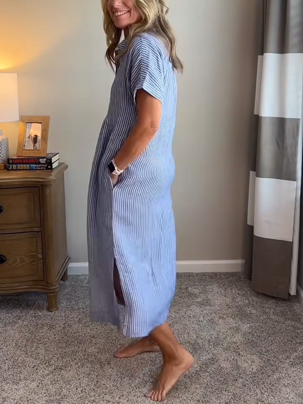 Malina | Robe chemise à rayures avec poches fonctionnelles