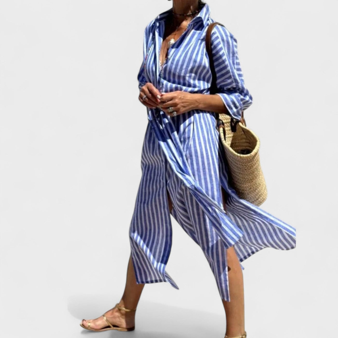 Denise | Robe rayée avec col