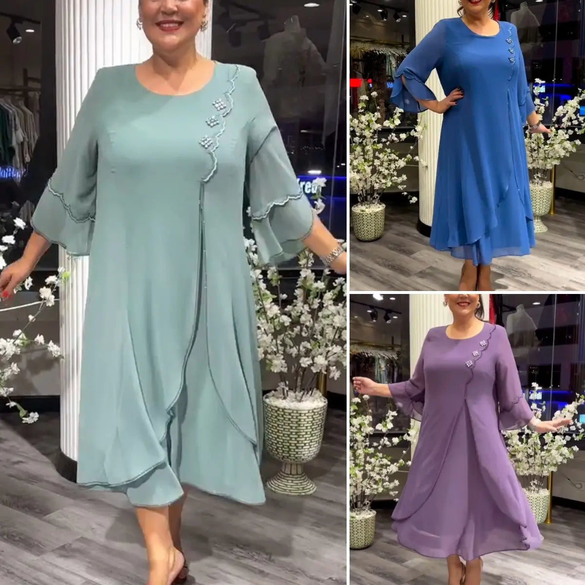 Marzenna | Robe midi – Murmure d'Élégance