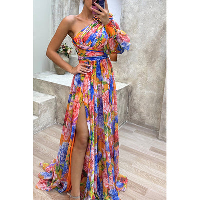 Nina | Robe maxi en georgette à une bretelle