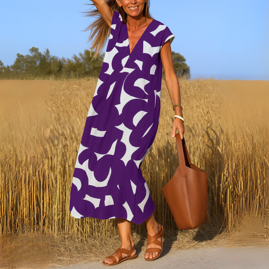 Laura | Robe maxi avec imprimé artistique