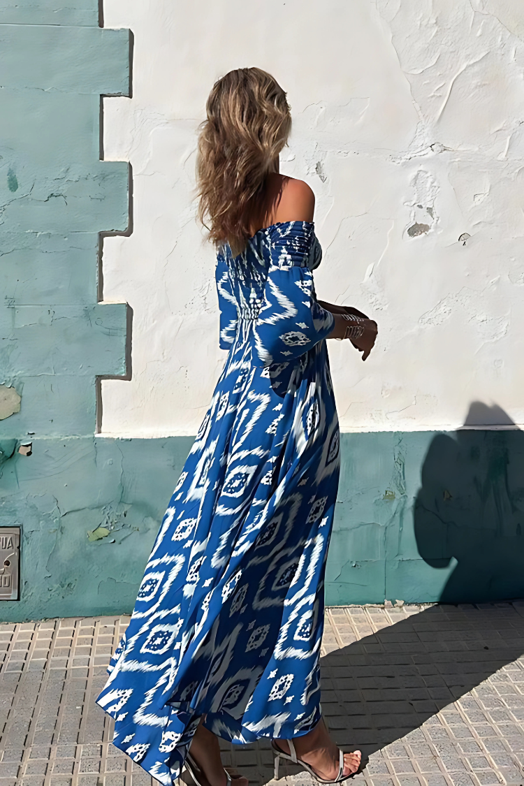 Alina | Robe Maxi à Épaules Dégagées et Charme Boho