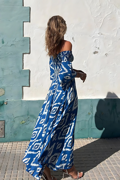 Alina | Robe Maxi à Épaules Dégagées et Charme Boho