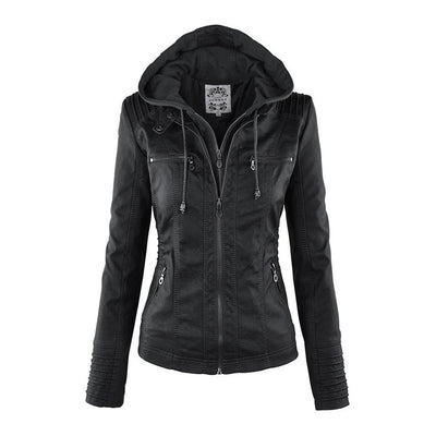 Bellini | Veste en cuir à la mode avec capuche