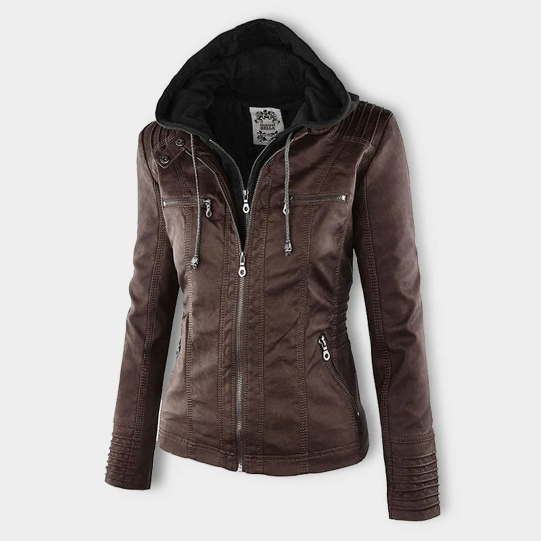 Bellini | Veste en cuir à la mode avec capuche