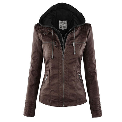 Bellini | Veste en cuir à la mode avec capuche