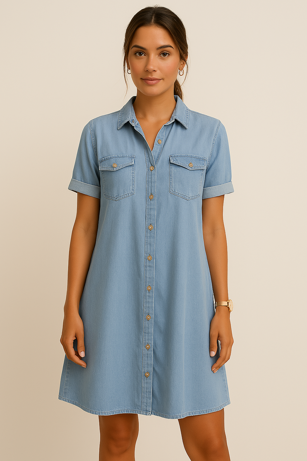 Emilia | Robe en jean type chemise