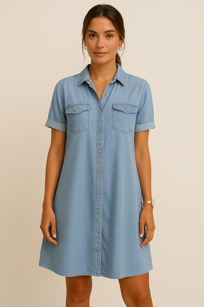 Emilia | Robe en jean type chemise