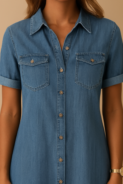Emilia | Robe en jean type chemise