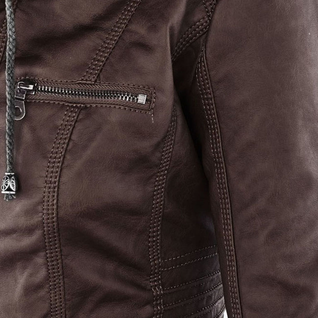 Bellini | Veste en cuir à la mode avec capuche