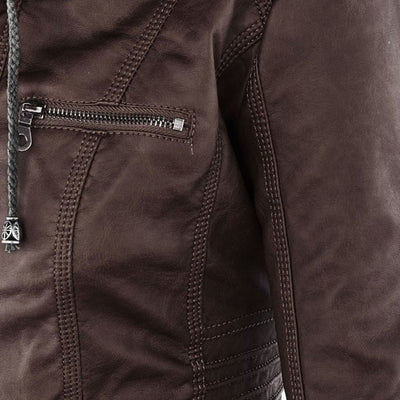 Bellini | Veste en cuir à la mode avec capuche