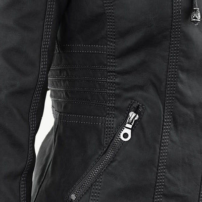 Bellini | Veste en cuir à la mode avec capuche