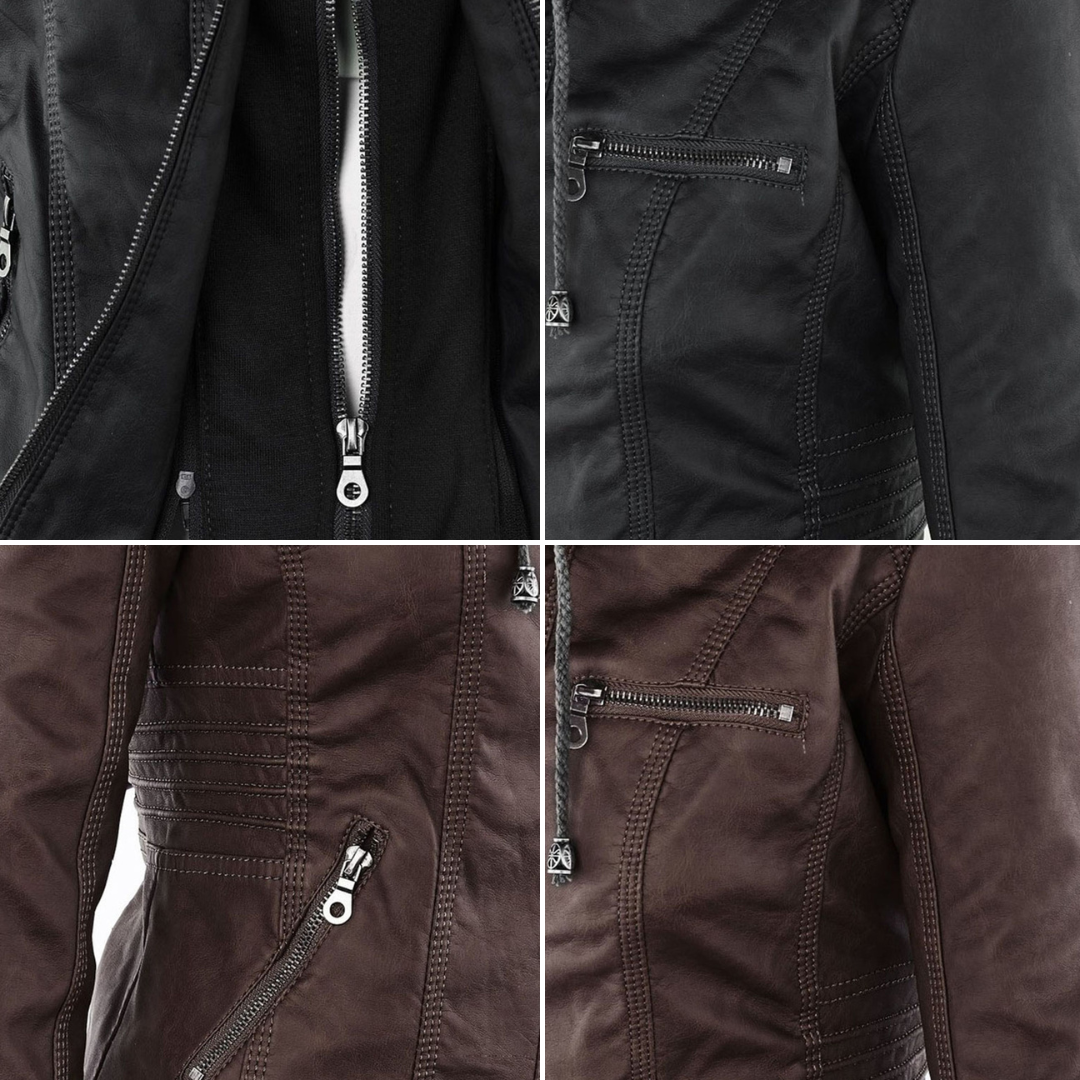 Bellini | Veste en cuir à la mode avec capuche