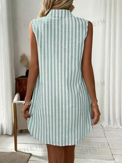 Jagna | Élégante robe d'été type chemise à rayures