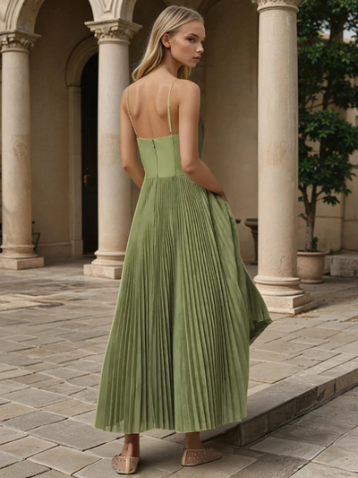 Katarzyna | Robe midi plissée avec corset
