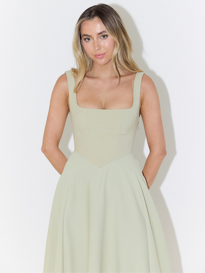 Helena | Robe longue à décolleté carré