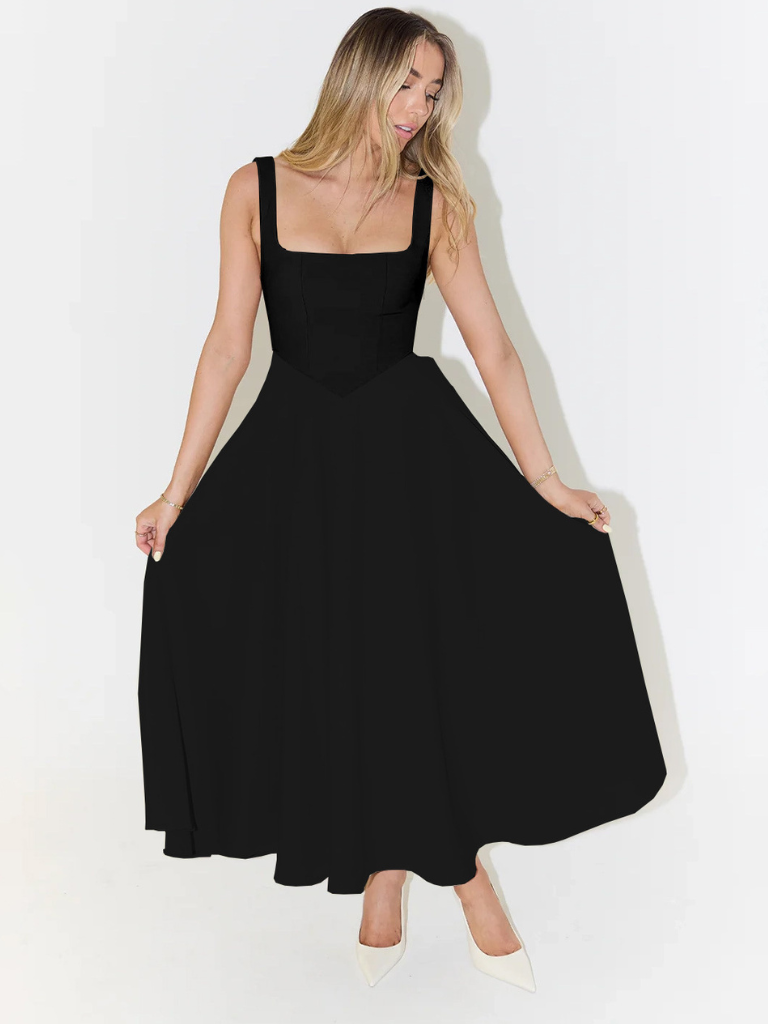 Helena | Robe longue à décolleté carré