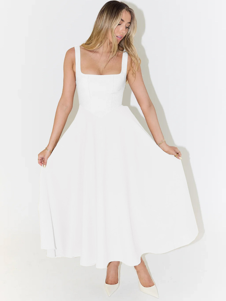 Helena | Robe longue à décolleté carré
