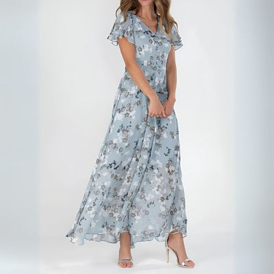 Rozalia | Élégant robe maxi à fleurs avec manches évasées