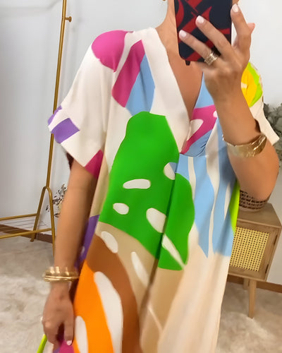 Weronika | Robe décontractée avec imprimé coloré de feuilles