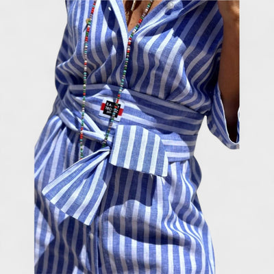 Denise | Robe rayée avec col