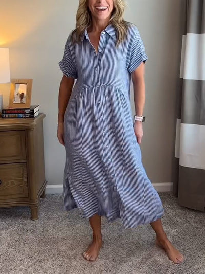 Malina | Robe chemise à rayures avec poches fonctionnelles