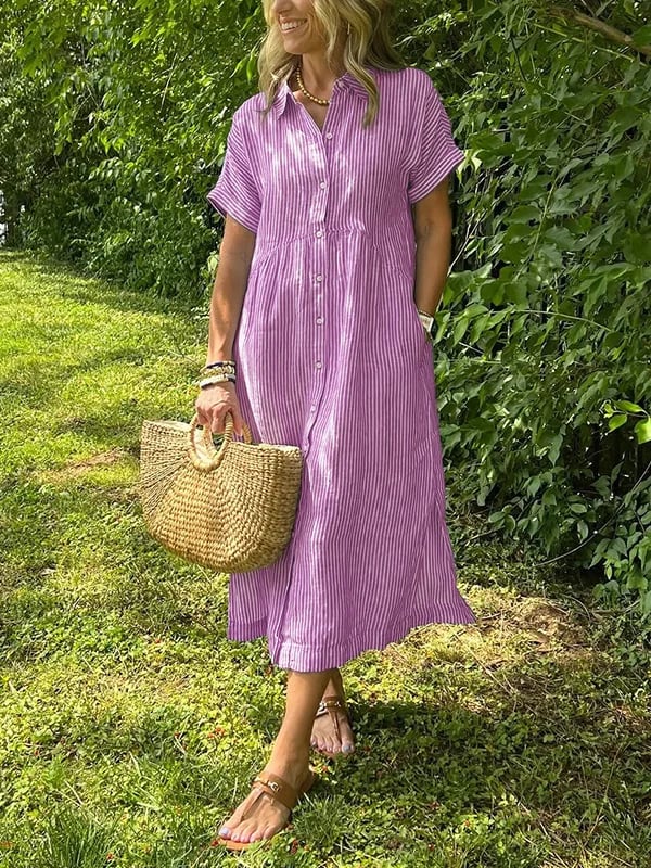 Malina | Robe chemise à rayures avec poches fonctionnelles