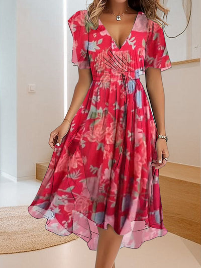 Alicja | Robe décontractée avec imprimé simple et décolleté en V