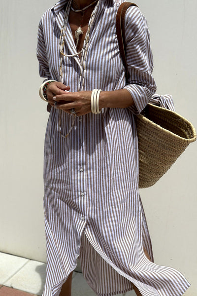 Kalina | Élégante robe chemise rayée