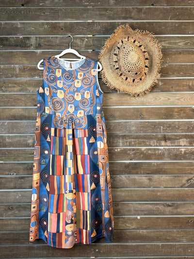 Mirka | Robe sans manches pour femme avec motif géométrique abstrait