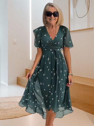 Alicja | Robe décontractée avec imprimé simple et décolleté en V