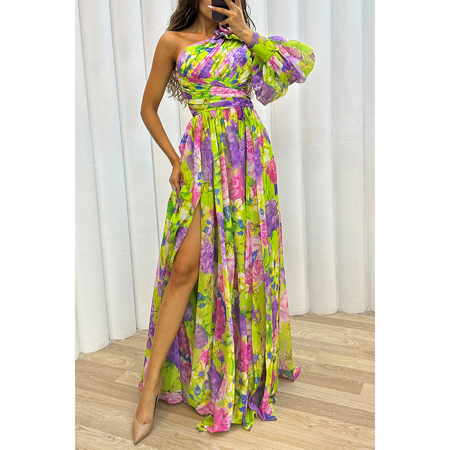 Nina | Robe maxi en georgette à une bretelle