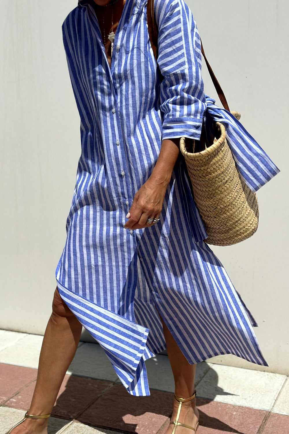 Kalina | Élégante robe chemise rayée