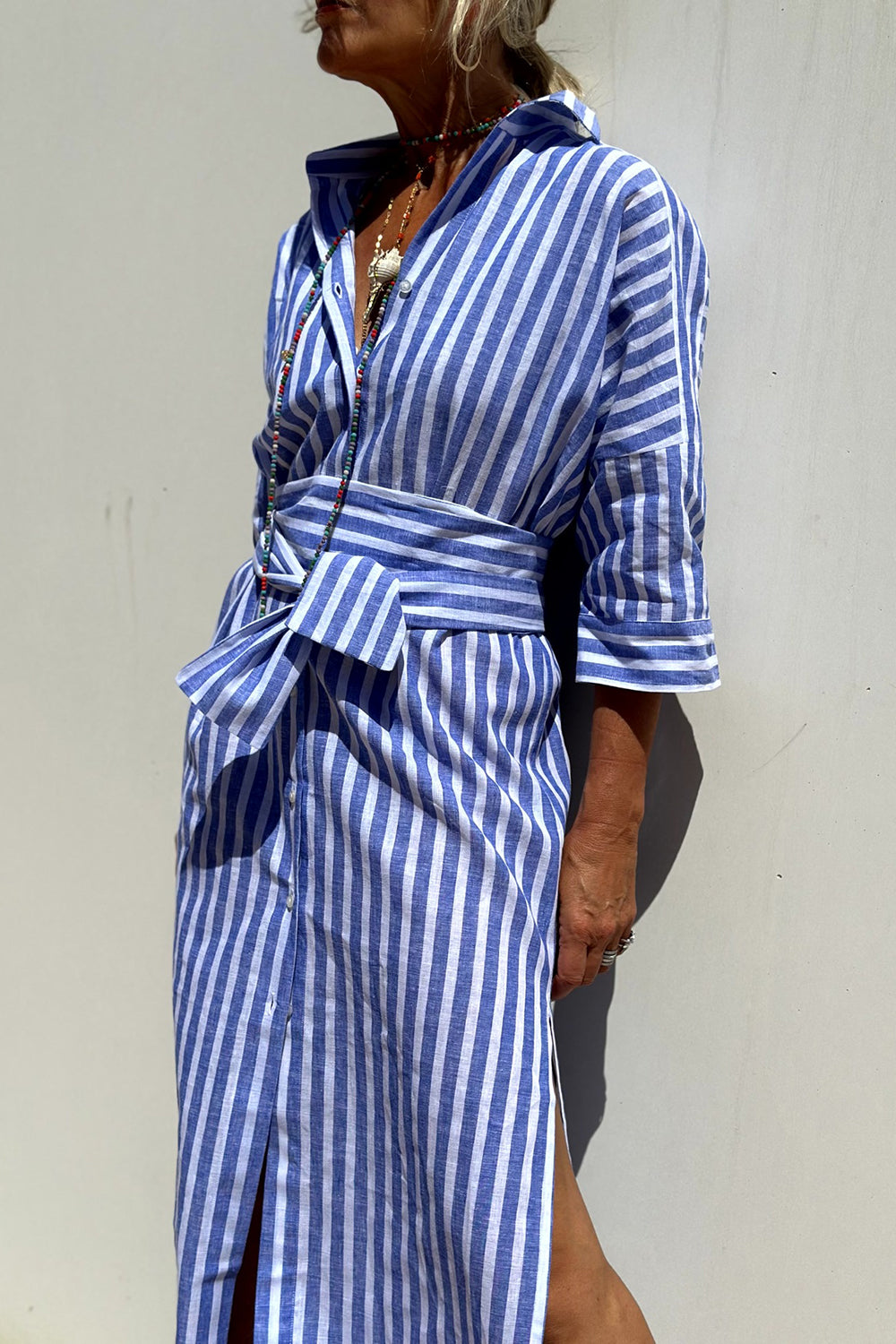 Kalina | Élégante robe chemise rayée
