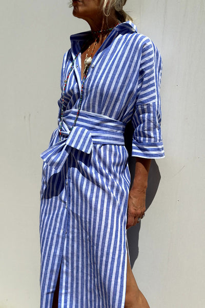 Kalina | Élégante robe chemise rayée