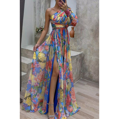 Nina | Robe maxi en georgette à une bretelle