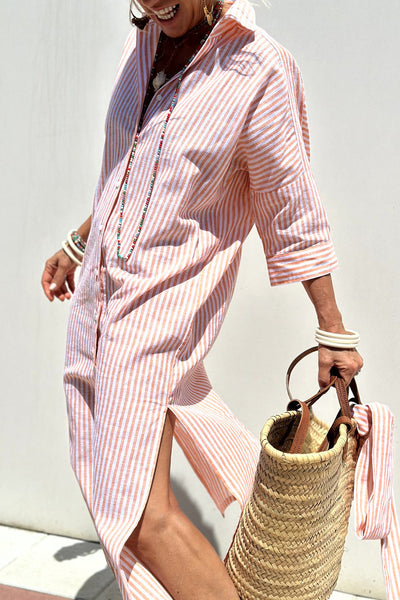 Kalina | Élégante robe chemise rayée