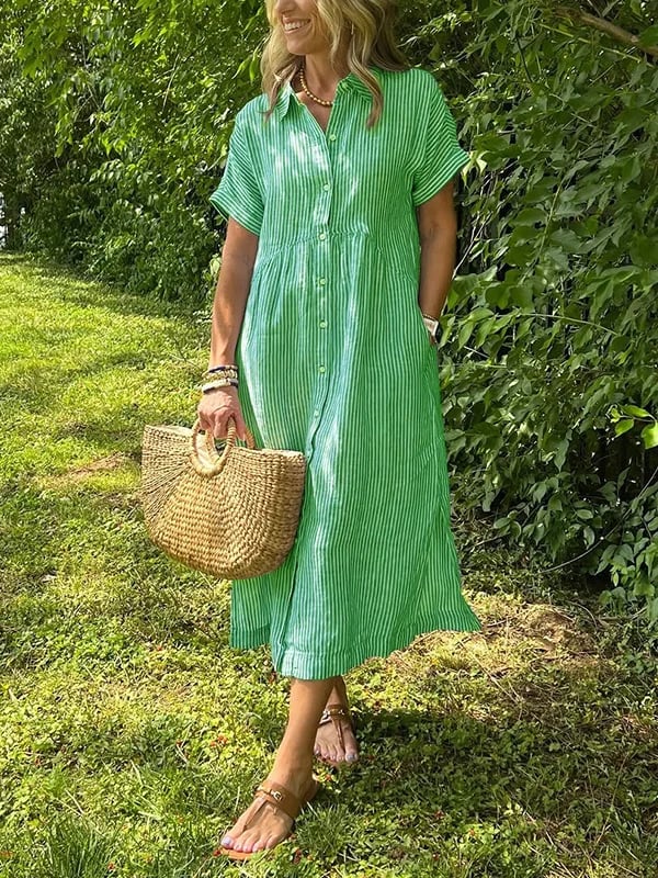 Malina | Robe chemise à rayures avec poches fonctionnelles